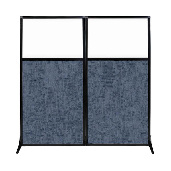 Work Station Screen 66" x 70" Ocean Fabric With Clear Window